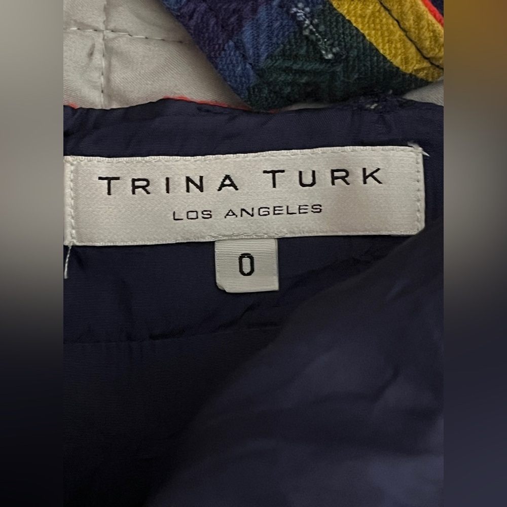 Trina Turk Nanna Dress Multicolor Plaid Sleeveless Adjustable Lined Cotton 0 - Picture 11 of 14